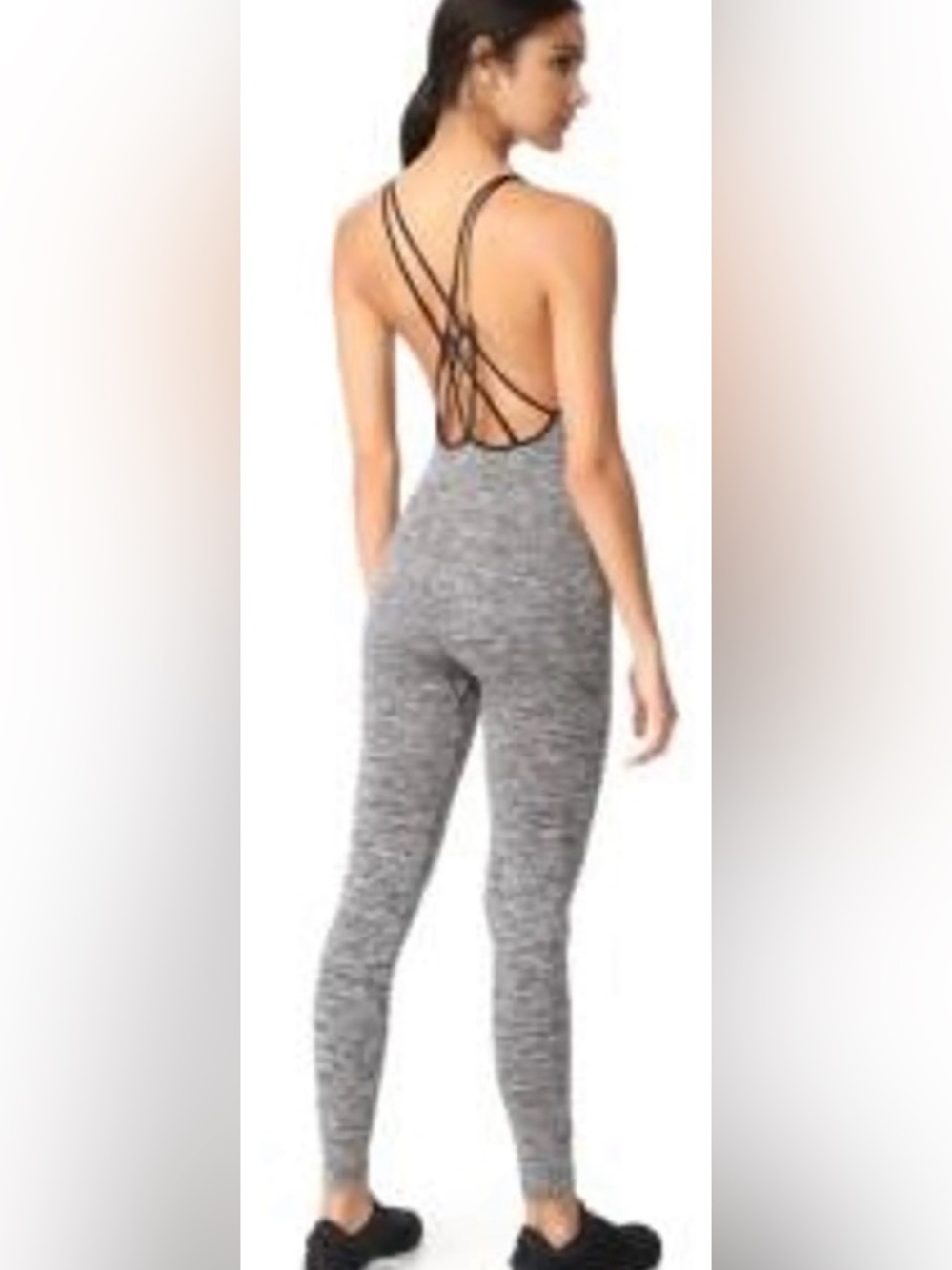 Free People Movement Seamless Strappy Back Jumpsuit Gray Space Dye M/L